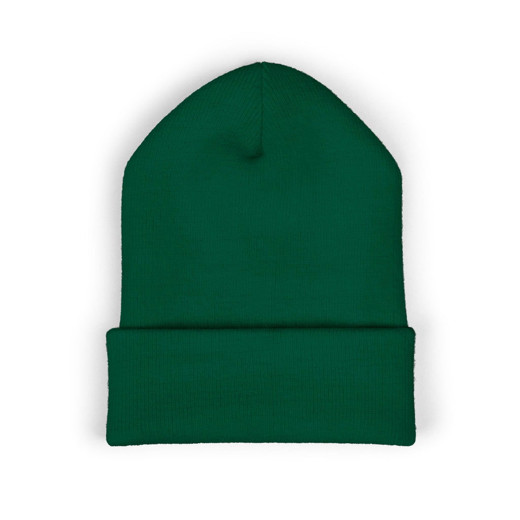 Green beanie on a white background