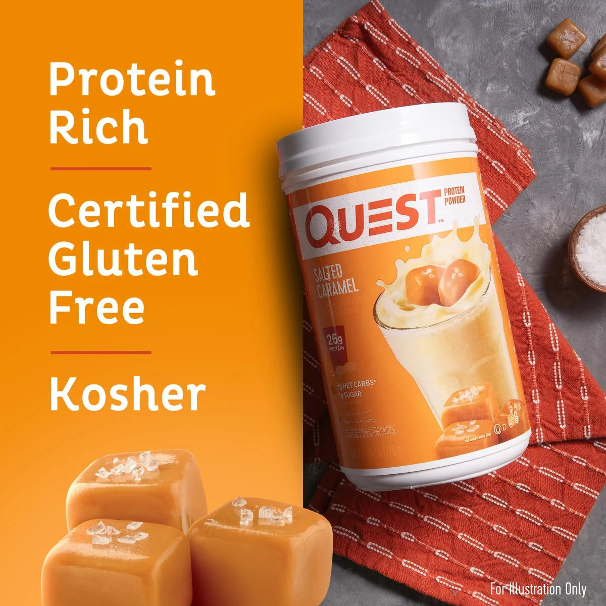 Quest Protein Powder, Salted Caramel, 26G Protein, 1.6 Lb, 25.6 Oz