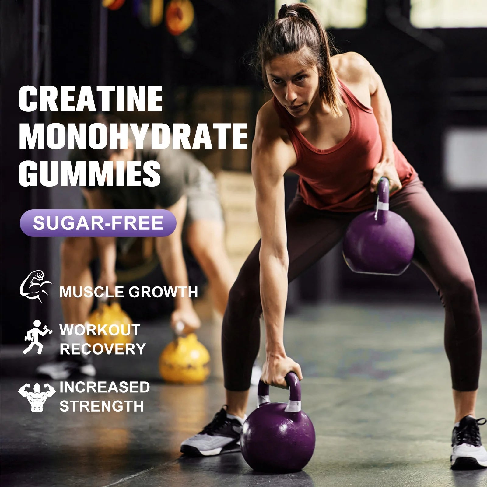 Creatine Monohydrate Gummies for Women & Men, Boost Focus, Strength, and Endurance, Gluten-Free, Non-Gmo, 4 Grams of Creatine per Serving , 60 Gummies